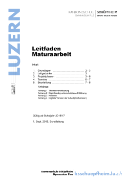 Leitfaden Maturaarbeit - Kantonsschule Schüpfheim / Gymnasium Plus