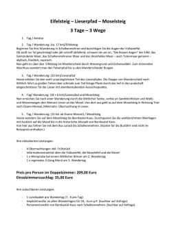 Eifelsteig &ndash; Lieserpfad &ndash; Moselsteig 3 Tage &ndash; 3 Wege