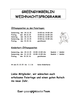 greengymberlin weihnachtsprogramm - Green Gym Berlin