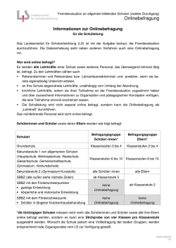 Informationen zur Onlinebefragung f&uuml;r die Schulleitung