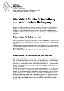 Merkblatt für die Schulleitung zur schriftlichen Befragung