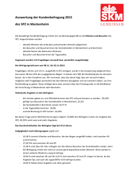Auswertung der Kundenbefragung 2015 des SPZ in Meckenheim