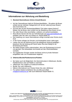 Informationen zur Abholung und Bestellung