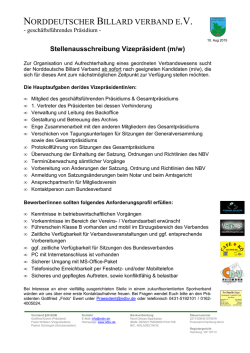 Stellenausschreibung Vizepräsident