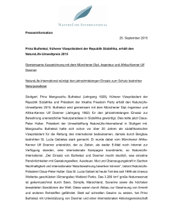 Presseinformation 25. September 2015 Prinz Buthelezi, früherer