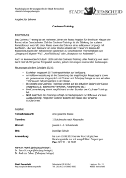 Angebot f&uuml;r Schulen Coolness-Training Beschreibung