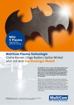 V Plasma NEU: MultiCam Plasma-Technologie Glatte Kurven | Enge