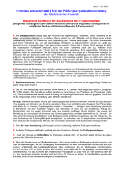 Hinweise entsprechend &sect; 5(2) der Pr&uuml;fungsorganisationsordnung