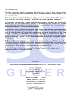 Impressum Informationen entsprechend Informationspflicht lt
