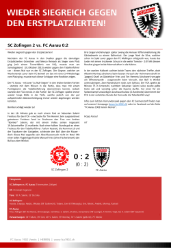 Matchbericht SC Zofingen 2 vs. FC Aarau 1902