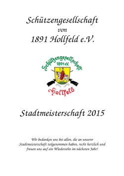 Schützengesellschaft 1891 Hollfeld e.V. Stadtmeisterschaft 2015