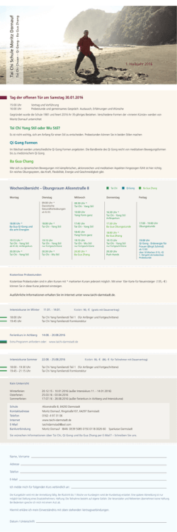 Kursprogramm - Tai Chi Schule Moritz Dornauf