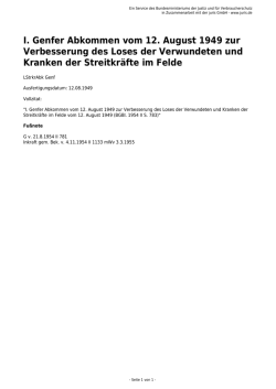 I. Genfer Abkommen vom 12. August 1949 zur Verbesserung des