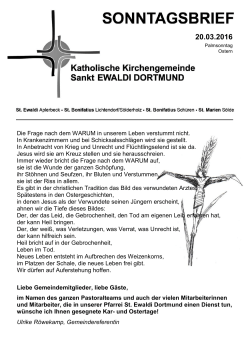 Sonntagsbrief 20.03.2016 - Kath. Kirchengemeinde St. Ewaldi