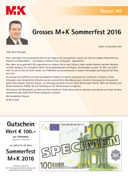 Grosses M+K Sommerfest 2016 Gutschein