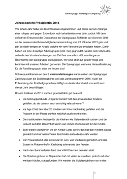 Jahresbericht Pr&auml;sidentin 2015