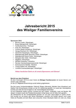 Jahresbericht - zur Seite des Wisliger Familienvereins