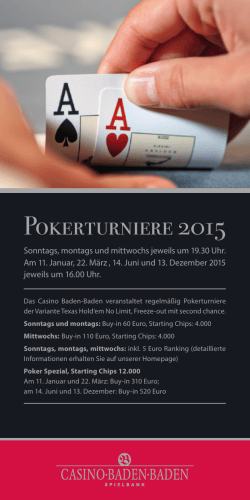 Pokerturniere 2015 - Casino Baden Baden