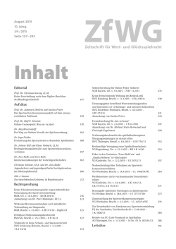 Inhalt - Zeitschrift f&uuml;r Wett