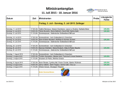 Ministrantenplan 11. Juli 2015