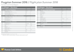 Flugplan Sommer 2016 / Flight plan Summer 2016