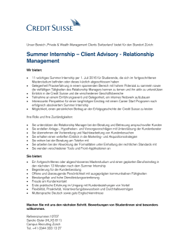 Summer Internship – Client Advisory
