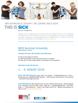 SICK Summer University 1. – 4. AUGUST 2016
