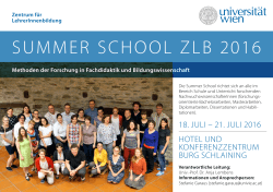 Summer School ZlB 2016 - Zentrum für LehrerInnenbildung