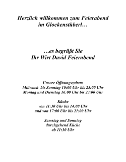 Herzlich willkommen zum Feierabend im Glockenst&uuml;berl&hellip; &hellip;es