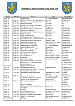Jahresplanung Vereinsvertretersitzung, 07.01.2016
