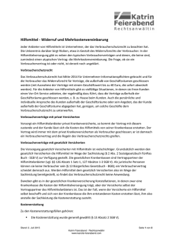 Hilfsmittel - Widerruf und Mehrkostenvereinbarung