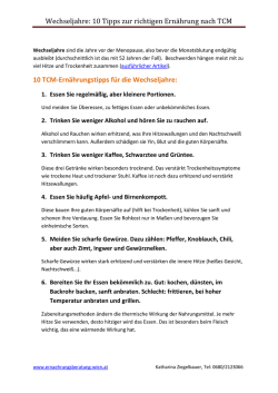Wechseljahre: 10 Tipps zur richtigen Ern&auml;hrung nach TCM 10 TCM