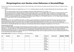 Bürgerbegehren zum Neubau eines Rathauses in Neustadt/Rbge.