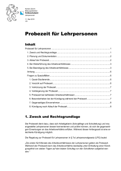 Probezeit Lehrpersonen - Volksschulamt