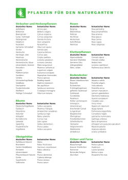 Pflanzenliste Naturgarten PDF