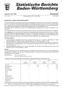 Aquakultur in Baden-Württemberg 2014