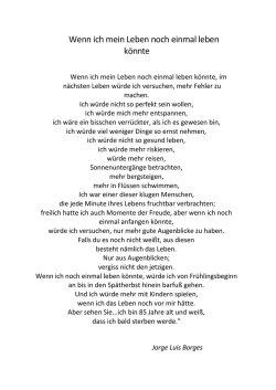 Wenn ich mein Leben noch einmal leben könnte