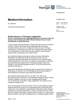 Rinder-Herpes in Thüringen aufgetreten
