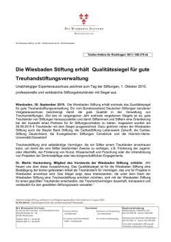 Die Wiesbaden Stiftung erh&auml;lt Qualit&auml;tssiegel f&uuml;r gute