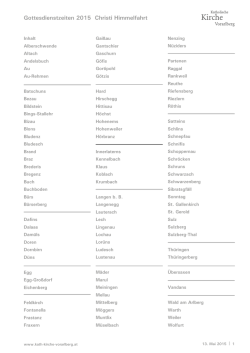 Gottesdienstzeiten 2015 Christi Himmelfahrt
