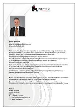 Marcel Hostettler Inhaber InnPerCo GmbH Nach einer Lehre als