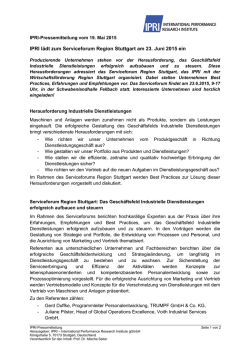 IPRI l&auml;dt zum Serviceforum Region Stuttgart am 23. Juni 2015 ein