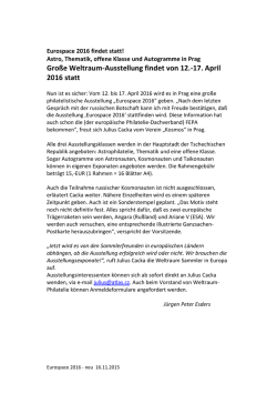 Gro&szlig;e Weltraum-Ausstellung findet von 12.
