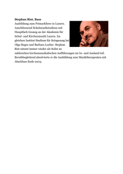 Stephan Rist, Bass Ausbildung zum Primarlehrer in Luzern