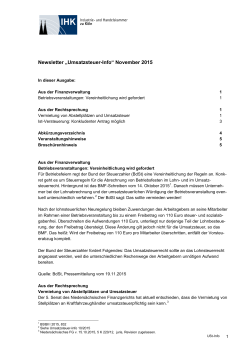 Newsletter „Umsatzsteuer-Info“ November 2015
