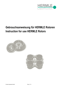 Gebrauchsanweisung für HERMLE Rotoren Instruction for use