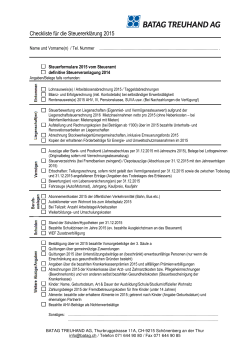 Checkliste für die Steuererklärung 2015