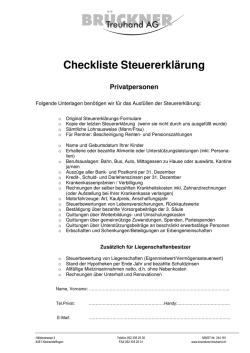 Checkliste Steuererklärungen