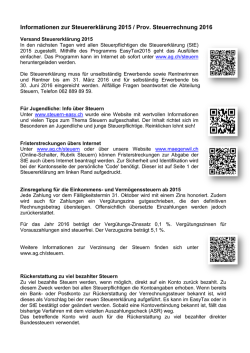 Informationen zur Steuererkl&auml;rung