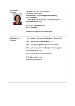 Angaben zu Dozenten Dipl.-Psych. lic. phil. Sandra Venkat Klinikum